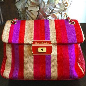 Love Moschino Red, Purple, and Cream Handbag